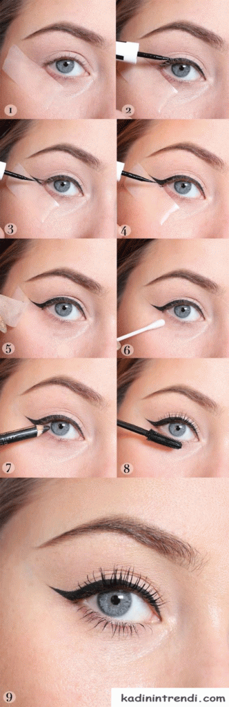 Resimli-eyeliner-uygulaması-göz-makyajı kolay aylaynır uygulaması